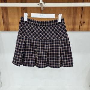 [에꼴리에][모다 행담도] 기모 체크 밴딩 플리츠 스커트 23D5851