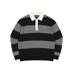 M 캉골긴팔티 CQK KPFC-KN18670CH 스트라이프 폴로넥 스웨터 1867 차콜