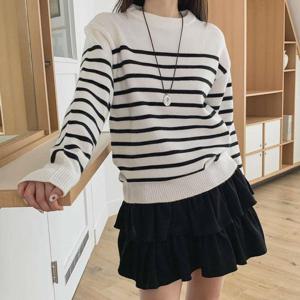 [다잇템]여자 U넥 빅사이즈 비스코스 단가라 니트