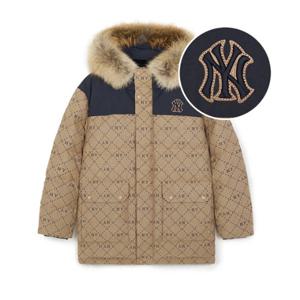 MLB패딩 PQJ 3ADJM0436-50BGS 다이아 모노그램 자가드 후드퍼 구스 미드 패딩