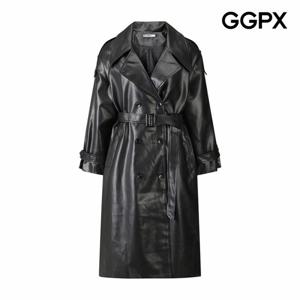 [GGPX] 시크 페이크 레더 롱 자켓 (GPAJK017F)