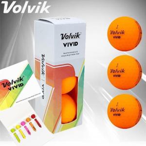 [RGRG]볼빅 비비드 3L 라인골프공 3구 무광 골프티꽂이포함 오렌