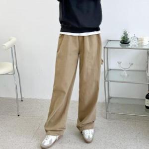 [다잇템]여성 고무줄 트윌 조거와이드 팬츠