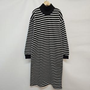 샵앤) 국산 여성 터틀넥 단가라 기모 롱원피스 LL-WDR-5026-블랙