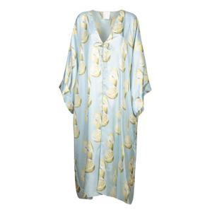 24FW Givenchy 롱 실크 kaftan with lemon 프린트  V 넥 with decorative 레이스  와이드 kimono  sleeves  BW619Y15MX969