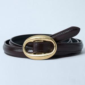 25 FW 생로랑 3cm 로고 잉그레이브 오발 버클 그레인 레더 벨트 756409 AACJG 2449