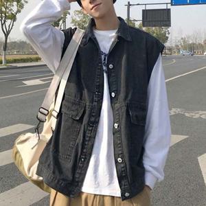 남자 오버핏 블랙 청자켓 데일리 외출 패션 조끼