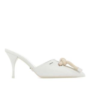 프라다 화이트 나파 가죽 데코레이티브 노트 뮬 1I969NFD085038