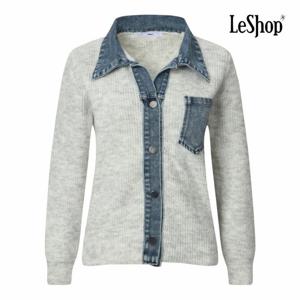 [르샵] 트임 데님 카라 원 포켓 니트 가디건 (BPBKC009A)