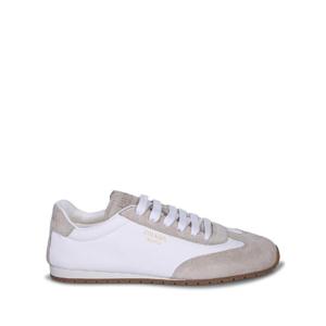 25FW 프라다 Nappa 레더 앤 suede 스니커즈  프라다 Milano 프린트 로고  Fabric 레이스  1E151OY5TF04RG