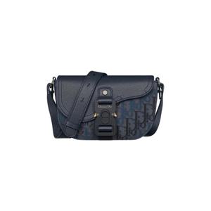 디올 미니 새들 메신저 백 플랩 디올 오블리크 트리오 자카드   그레인드 카프스킨 딥 블루 딥 블루 2ADCA435DJD-H585