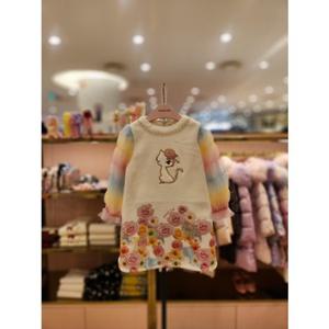 프렌치캣5 여아 아이보리꽃나염기모원피스 (Q56DAO060)