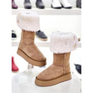 세레스 세이브존03 세레스 여성 겨울 털 스웨이드 단추 미들 통굽 퍼 부츠 4cm AGLR470AG-7