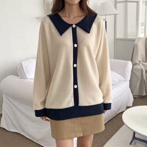 나야홍 / 빅사이즈 511 컬러카라배색루즈핏티 DBSQ462