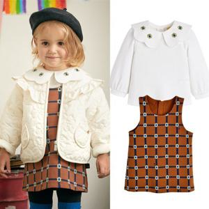 [모이몰른]유아 체크 플라워 원피스 세트 M234OPB55P