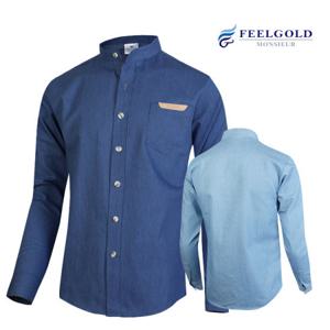 [필골드] MS513 청 차이나카라 긴팔 셔츠R