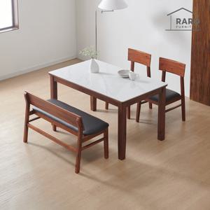 라로퍼니처 러브 1350 유광 세라믹 4인 식탁 세트 (식탁+의자2+등벤치1)