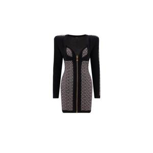 Balmain 모노그램 바디콘 니트 드레스 AF1R8475KB02 GFE TP949380562