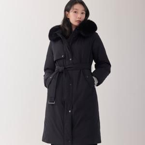 [지센] (2컬러) 구스 폭스후드 트렌치형 다운 패딩 LCDWOB22