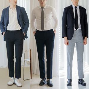 남성 여름 레이온 보카시 체크 히든밴딩 스판정장바지(30-38사이즈)6종택1