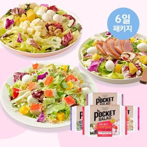 포켓샐러드 6일 패키지 (크래미2+치즈1+숯불갈비1+훈제오리2)