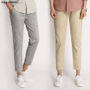 [디바옴므]여름 베이직 린넨 9부 밴딩팬츠