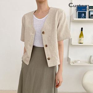 [한정/특가]린넨 노카라 반팔 자켓_C2207JK051B