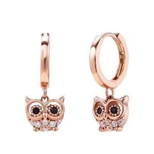 [모아르] 18K 귀걸이 원터치 금귀걸이 큐빅 부엉이