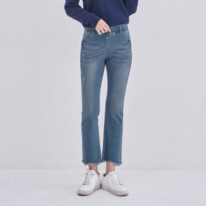 [진마니아]허리밴딩 블루 워싱 9부 V컷팅 부츠컷