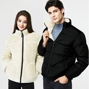 유투 겨울 양면 플리스 후리스 집업 양털 패딩 자켓 점퍼 블랙