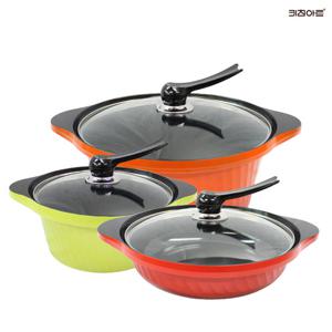 키친아트 Y시리즈 주물냄비 세라믹코팅 냄비세트 3종G 양24+전28+곰32