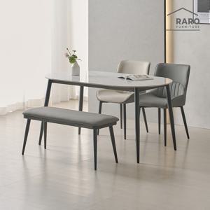 라로퍼니처 캐슬 1500 유광 타원 세라믹 4인 식탁 세트(식탁+의자2+벤치1)