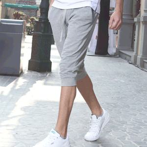 무지 7부 조거 트레이닝 반바지 밴딩 팬츠 WI013PN