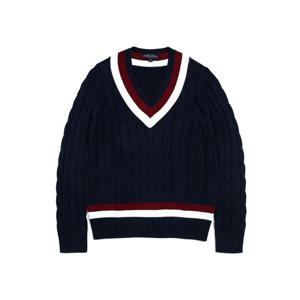 [브룩스브라더스] BB_코튼 케이블 테니스 브이넥 스웨터 (네이비) (BBWNMM7304QDF)