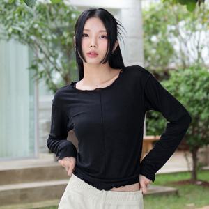 [제인코트(스포츠)]물결 시스루 플로우 긴팔티셔츠 GNA3403-BK