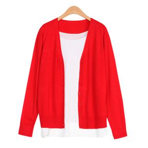 여성 기본 무지 사계절 니트 가디건 JG-WCD-0747-레드