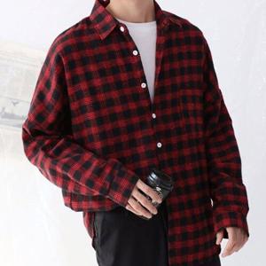 [잇백잇슈]남성모던패턴체크셔츠 캐주얼룩 기본일상 데일리 패션