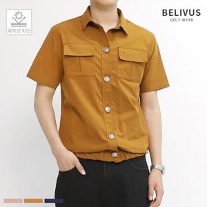 빌리버스 골프웨어 남성 일반핏 반팔 셔츠 무지 남방 BOBT007