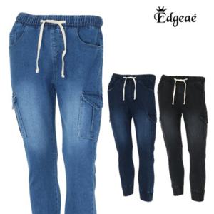 [티엔디]남성 봄 가을 밴딩 조거 카고 워싱 데님 편한 청바지