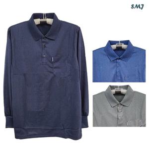 [에스엠진]SMJ1766 남자 긴팔 카라 티셔츠 중년남성 봄 가을