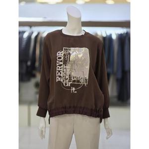 소고 트리아나 세이브존07 소고 트리아나 여성 밑단 주름 포인트 프린트 라운드 티셔츠 AJ3BA14