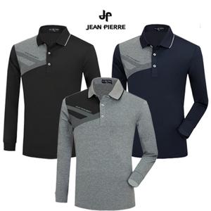 쟌피엘 가슴 배색 포인트 카라 긴팔티셔츠 Model No_J2-0E182