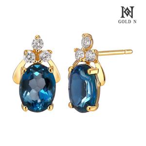 골드앤 18K 샤벳 천연 런던블루 토파즈 귀걸이 YG