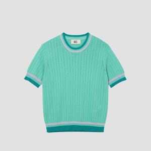 [UNIT]코튼 배색 크루넥 니트 [UFJKCN213N-GREEN]