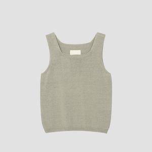 [UNIT]리사이클 린넨 혼방 사각넥 니트슬리브리스탑[UFJKSN242N-KHAKI]