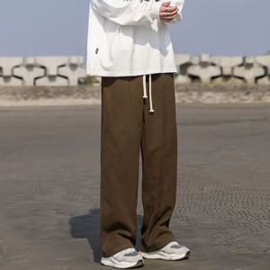 남성 캐주얼 스트릿 허리밴딩 면 일자바지