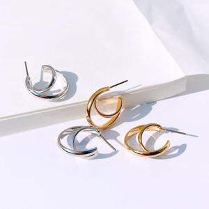 [엠던] 데일리 볼드 더블 X 라인 후프 귀걸이