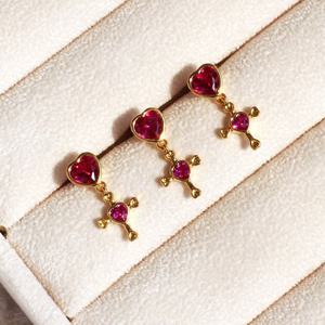 [폭스타일] [낱개판매] 사랑의 여신 하트십자가 아웃컨츠 피어싱