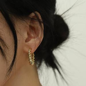 [엠던]  볼드 트위스트 꽈배기 링 빅 후프 귀걸이