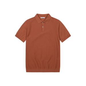 [페라로밀라노] (정가178000) 컴포테이블 피케 조직 카라 반팔 스웨터 오렌지 (AECA20266)